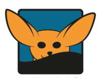 Hrayo logo is an orange fennec looking at you. The fennec has part of its face hidden behind a hill.